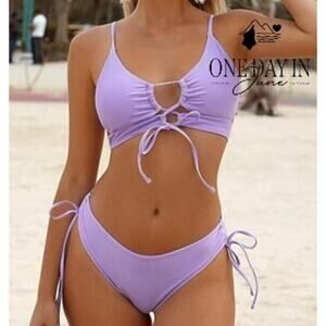 Zaful Tie Back Keyhole Bikini Swimsuit Size L